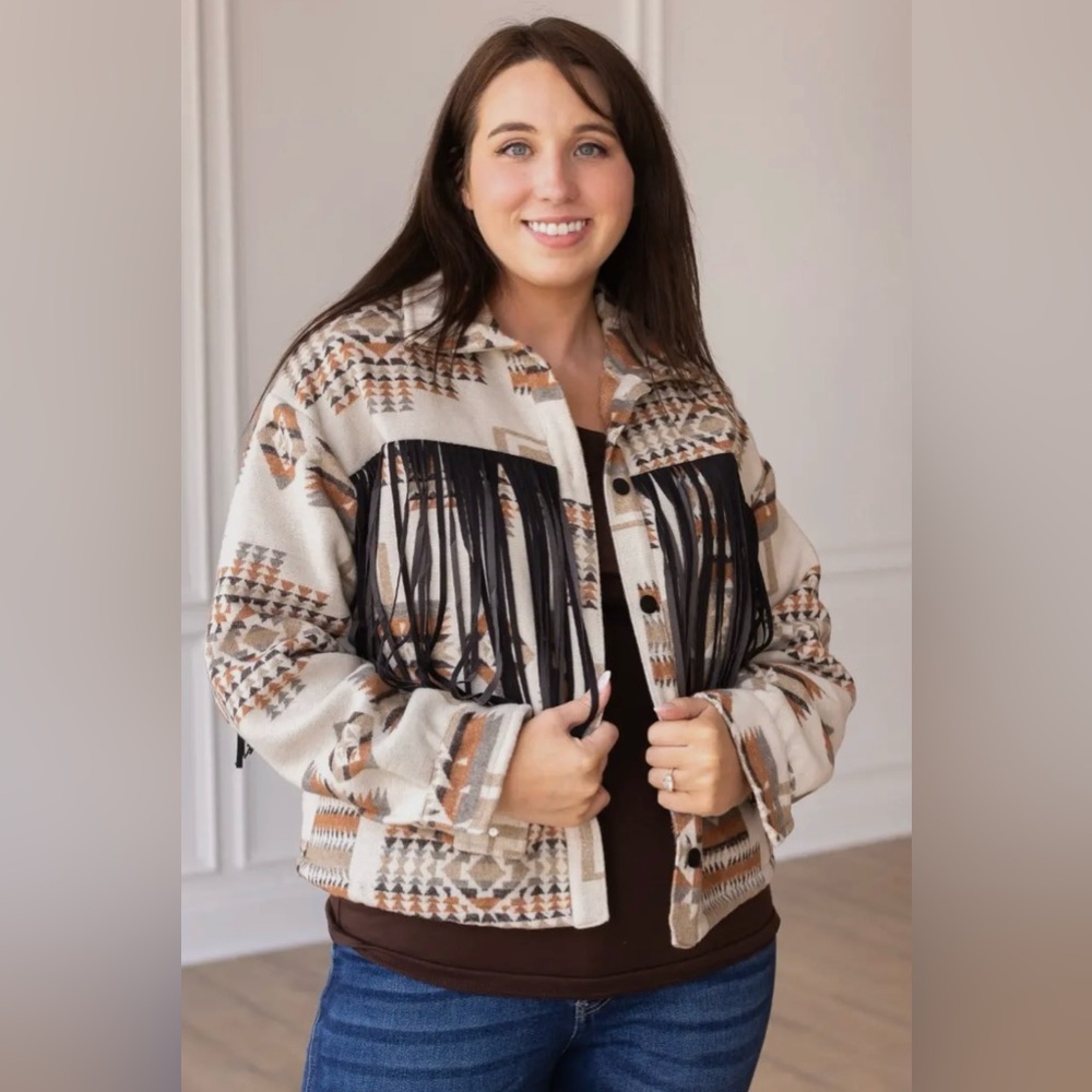 Aztec & Fringe Thick Jacket